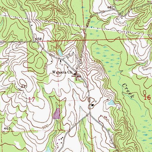Topographic Map of Watoola Cemetery, AL