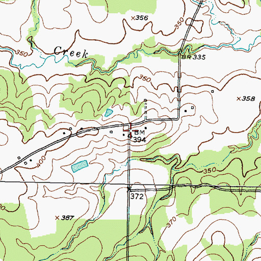Topographic Map of Hickory Creek, TX