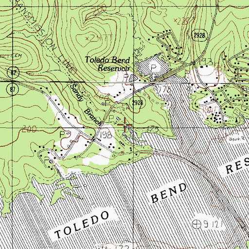 Topographic Map of Sandy Branch, TX