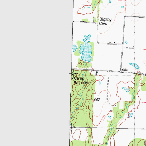 Topographic Map of Camp Wohaleto, TX