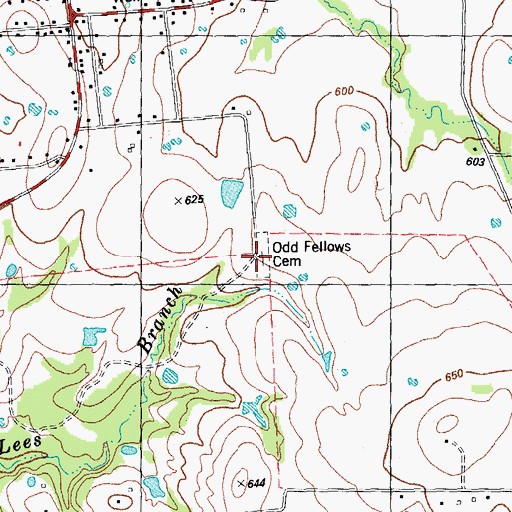 Topographic Map of Odd Fellows Cemetery, TX
