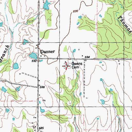 Topographic Map of Owens Cemetery, TX