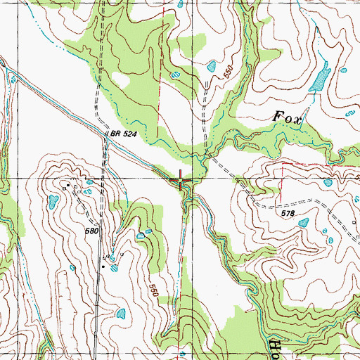 Topographic Map of Fox Creek, TX