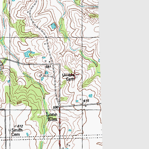 Topographic Map of Umble Cemetery, TX