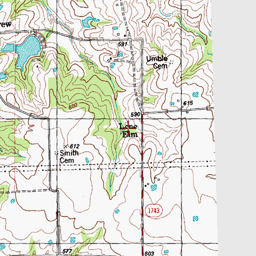 Topographic Map of Lone Elm, TX