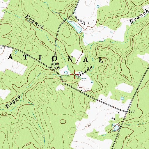 Topographic Map of Bodenhamer Branch, TX