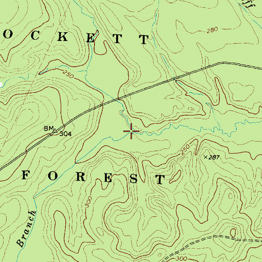 Topographic Map of Pole Branch, TX