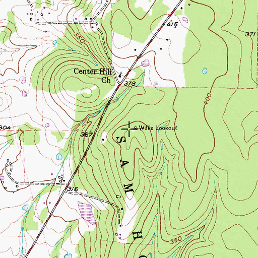 Topographic Map of Willis Lookout, TX