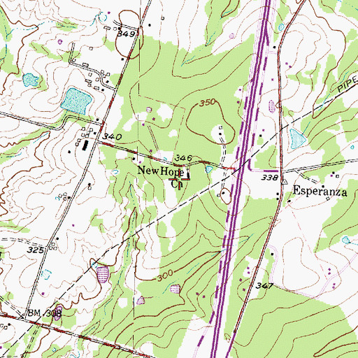 Topographic Map of New Hope Church, TX