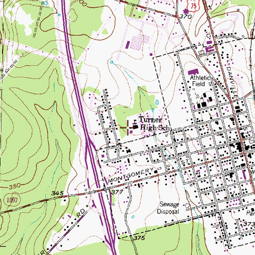 Topographic Map of Turner High School, TX