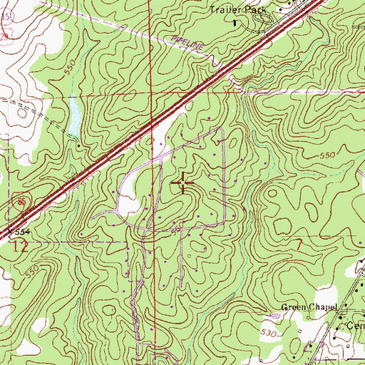 Topographic Map of Whipporwill Estates, AL