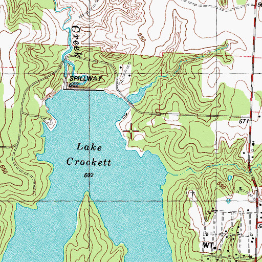 Topographic Map of Lake Davy Crockett Recreation Site, TX