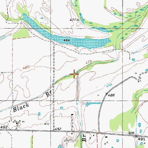 Topographic Map of Roberts Springs Branch, TX