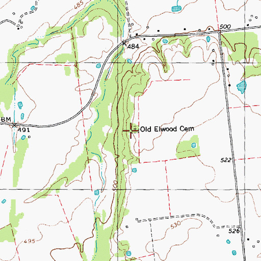Topographic Map of Old Elwood Cemetery, TX
