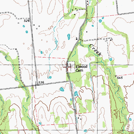 Topographic Map of Elwood Cemetery, TX