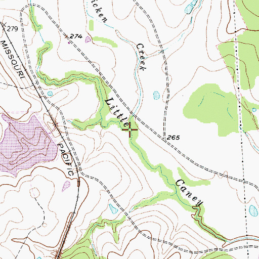 Topographic Map of Chicken Creek, TX