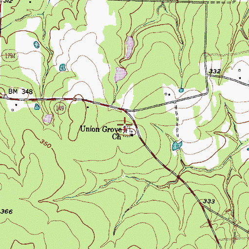 Topographic Map of Union Grove Cemetery, TX