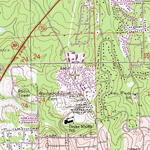 Topographic Map of Woodland Hills, AL