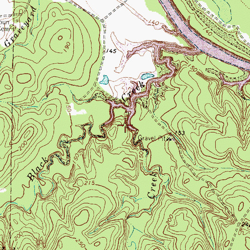 Topographic Map of White Oak Creek, TX