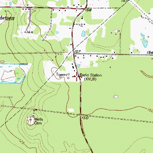 Topographic Map of KVLB Radio Station, TX