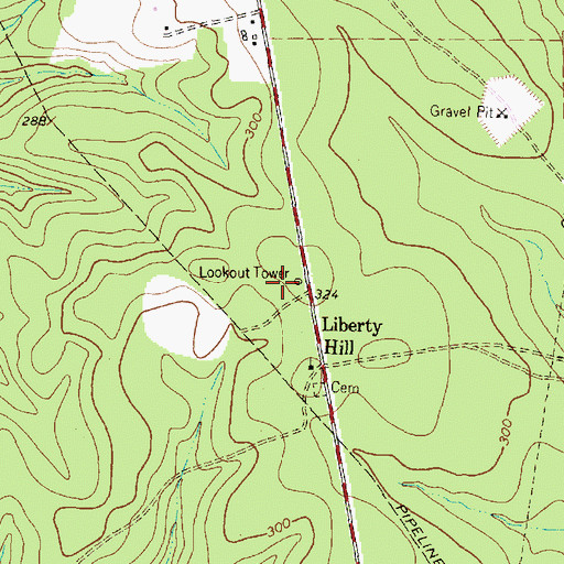 Topographic Map of Liberty Hill Lookout, TX