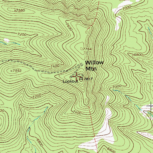 Topographic Map of Willow Mountain, AZ