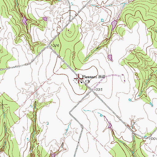 Topographic Map of Pleasant Hill Church, TX