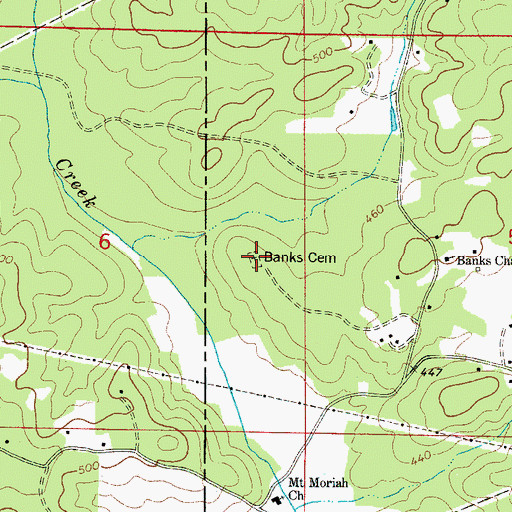 Topographic Map of Banks Cemetery, AL