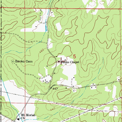 Topographic Map of Banks Chapel Baptist Church, AL