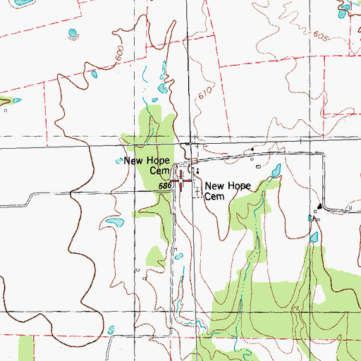 Topographic Map of New Hope Cemetery, TX
