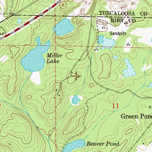 Topographic Map of Beaver Pond, AL