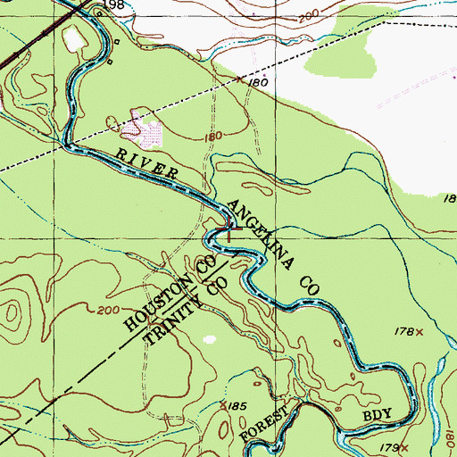 Topographic Map of Bodan Creek, TX