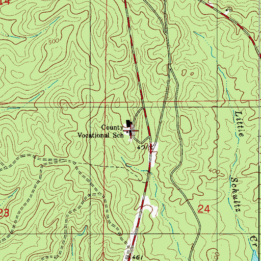 Topographic Map of Bibb County Vocational School, AL