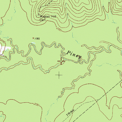 Topographic Map of White Oak Creek, TX