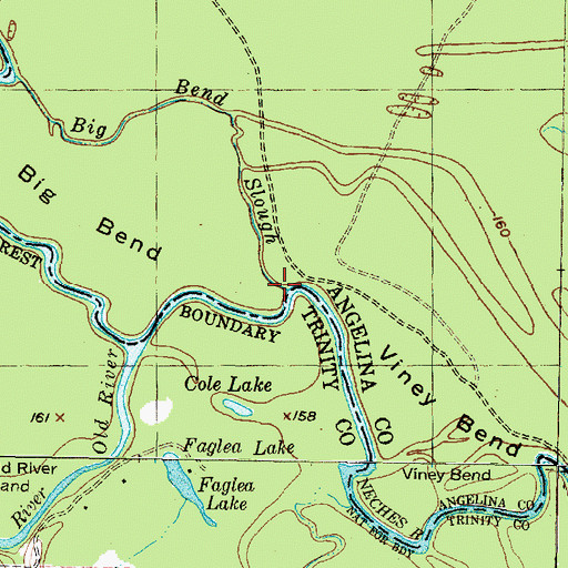 Topographic Map of Big Bend Slough, TX