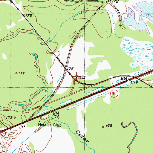 Topographic Map of Vair, TX