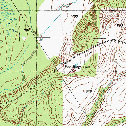 Topographic Map of Pine Ridge Club, TX