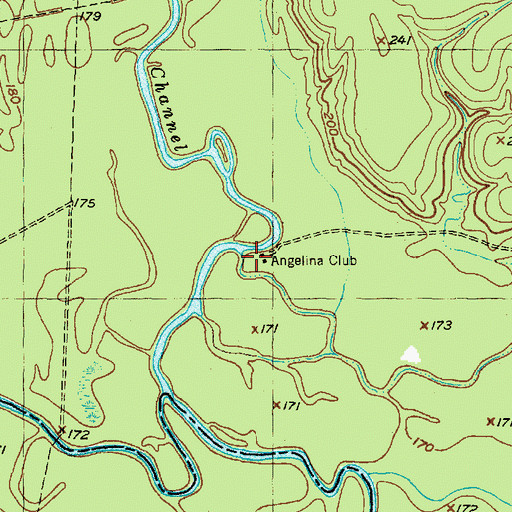 Topographic Map of Angelina CLub, TX