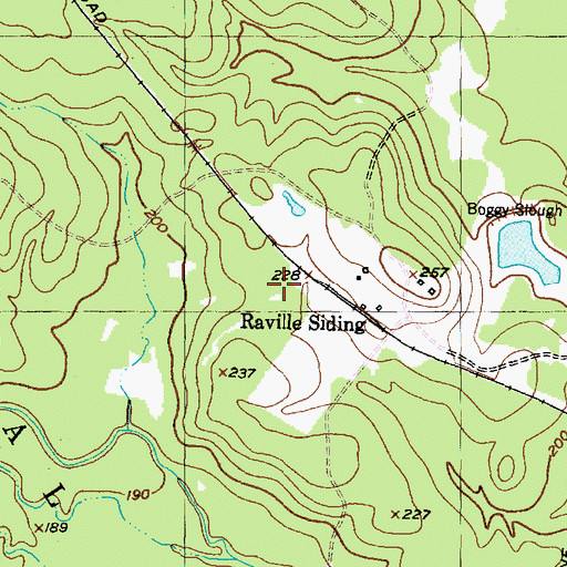 Topographic Map of Raville Siding, TX