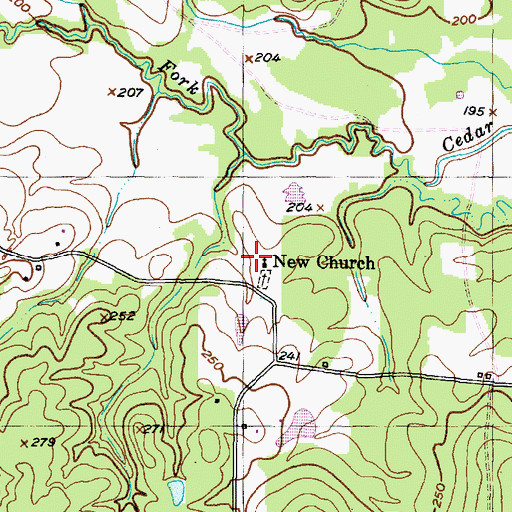Topographic Map of New CHurch, TX