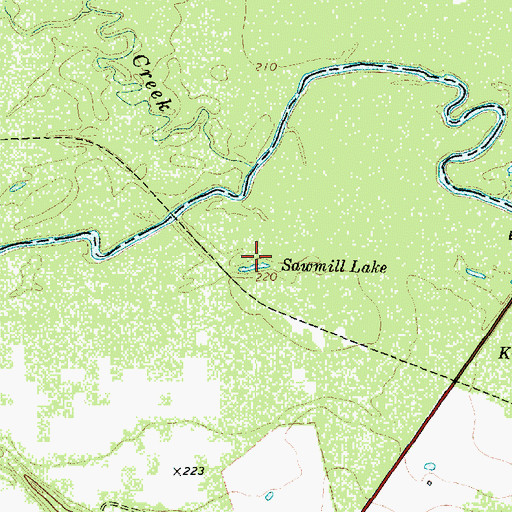 Topographic Map of Sawmill Lake, TX
