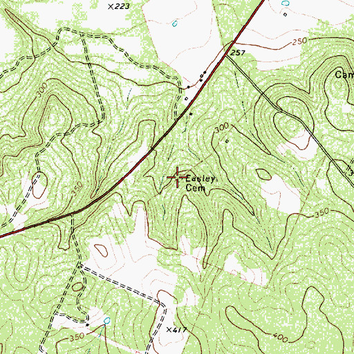 Topographic Map of Easley Cemetery, TX