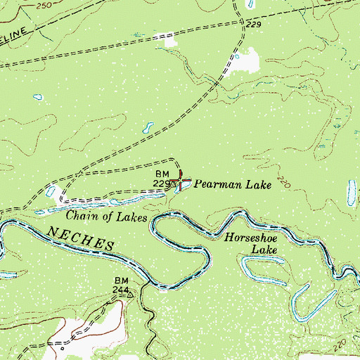Topographic Map of Pearman Lake, TX