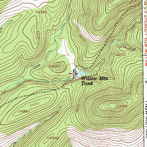 Topographic Map of Willow Mountain Tank, AZ