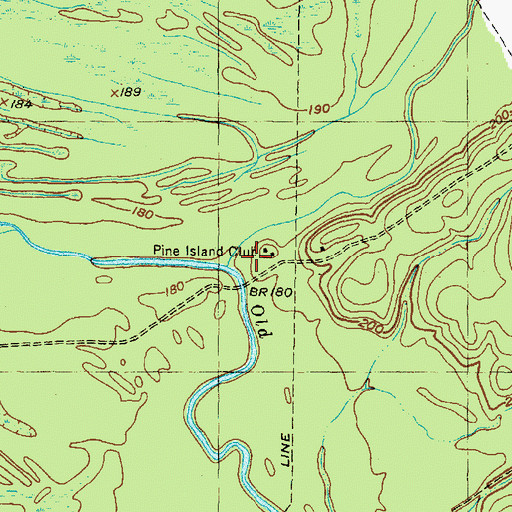 Topographic Map of Pine Island Club, TX