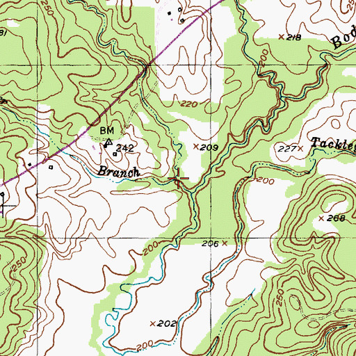 Topographic Map of Watson Branch, TX