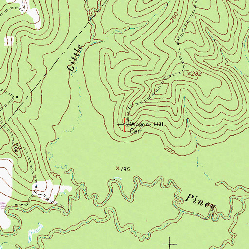 Topographic Map of Wagner Hill Cemetery, TX