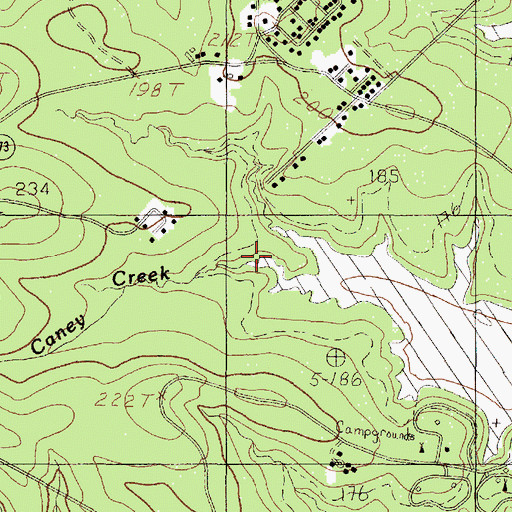 Topographic Map of Little Caney Creek, TX
