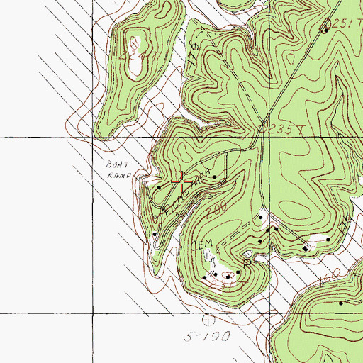 Topographic Map of Harvey Creek Recreation Site, TX