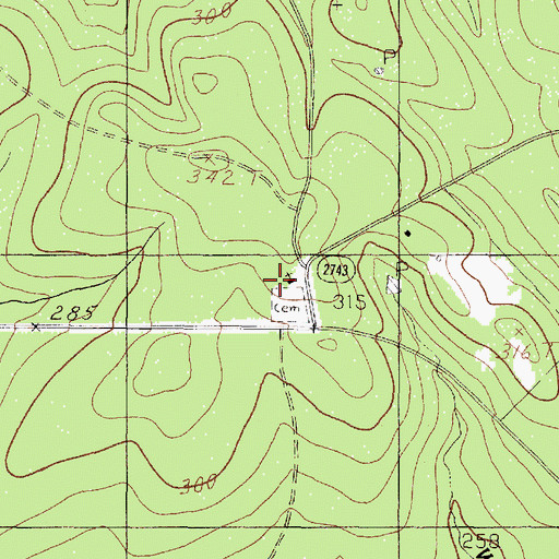 Topographic Map of Concord Church, TX